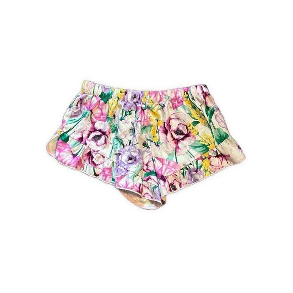 Victorias Secret Satin Pink Purple White Floral Tank Shorts Pajama Set Medium - Picture 7 of 10
